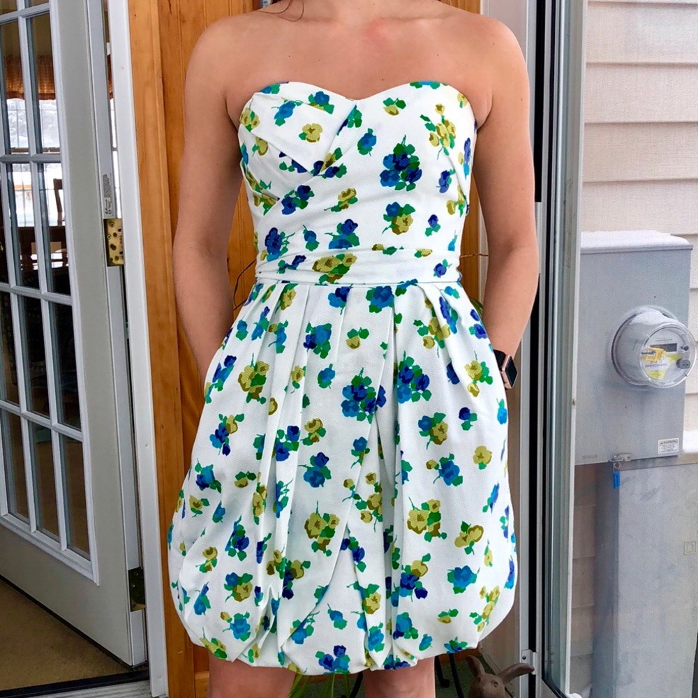 David’s Bridal Strapless Floral Dress